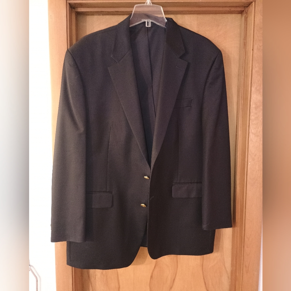 Mens Ralph Lauren Navy Blue Blazer Large 44 R Gold Buttons Single Breasted